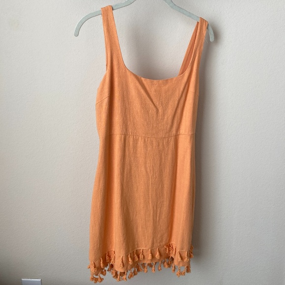Feel the Sunshine Washed Orange Tassel Mini Dress - Picture 9 of 9